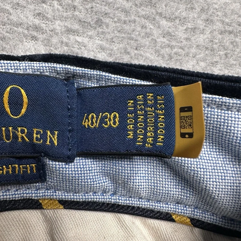 Polo Ralph Lauren Navy‎ Corduroy Pants Men 40x30(29) Stretch Straight Preppy